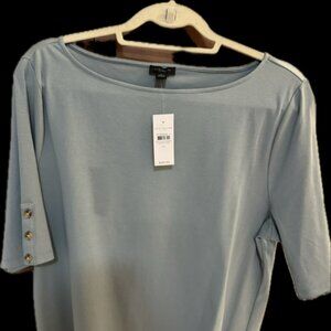 Ann Taylor Woman's Boat-neck top with button details on sleeve